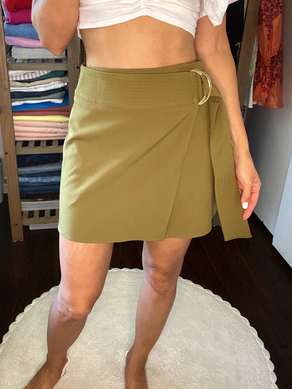 ZARA Olive Wrap Side Belt Mini Skirt! 🍃